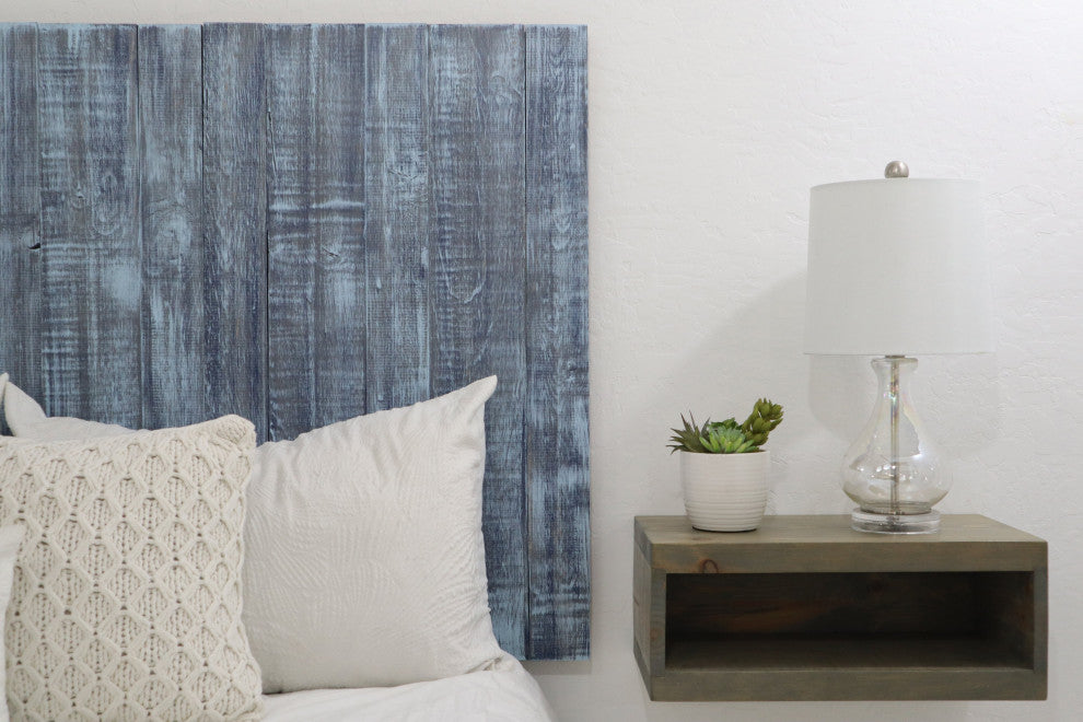 Handcrafted Headboard, Hanger Style, Blue Stonewash, Twin