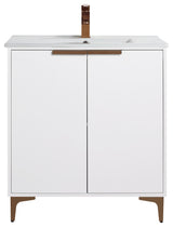 Wilmington Bath Vanity, White Matte, 30 Inch, Rose Gold Hardware