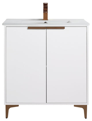 Wilmington Bath Vanity, White Matte, 30 Inch, Rose Gold Hardware