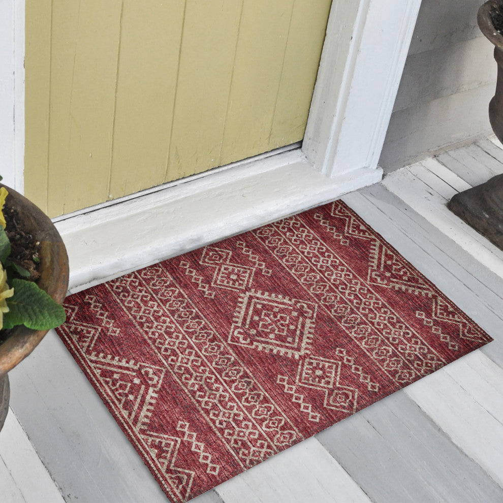 Indoor/Outdoor Sedona SN14 Paprika Machine Washable 1'8" x 2'6" Rug