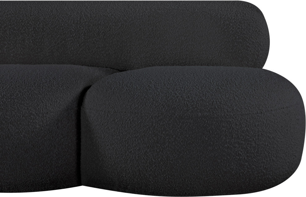 Venti Black Boucle Fabric Upholstered Set, Black, Sofa