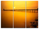 "Yellow Tinged Seashore and Long Pier" Metal Wall Art, 3 Panels, 36"x28"