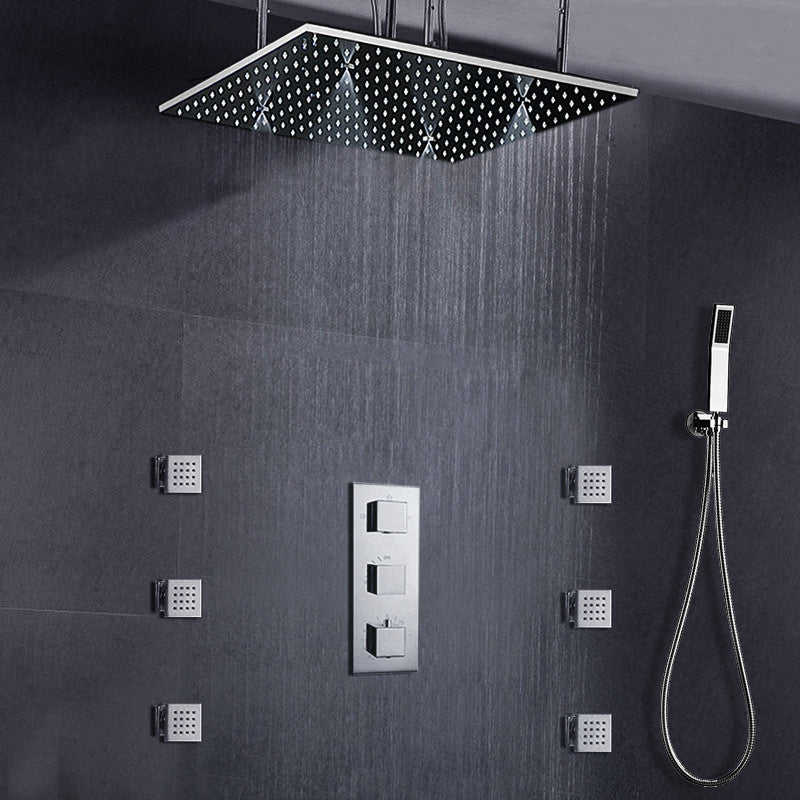 Saint Denis 20"X40" Large Chrome LED Rain Shower Head With Body Jets