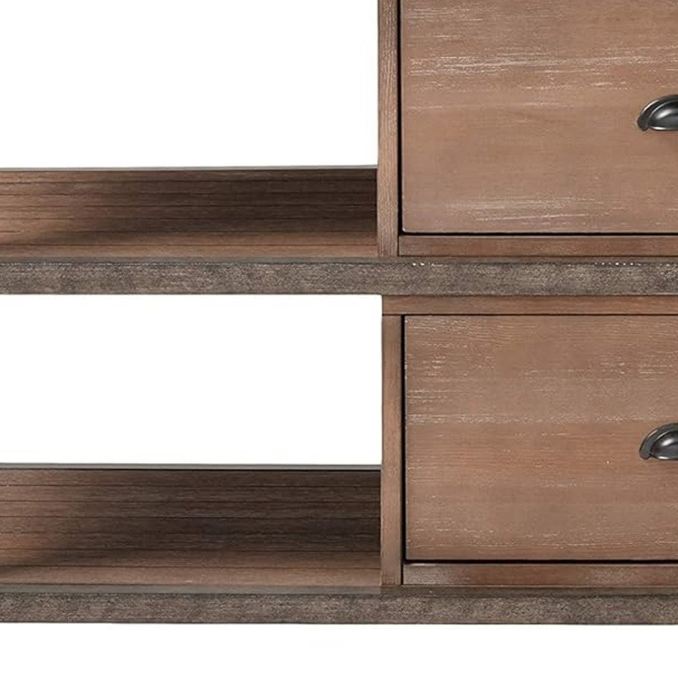 HomeRoots 60" X 20" X 30" Weathered Oak And Antique Silver Tv Stand