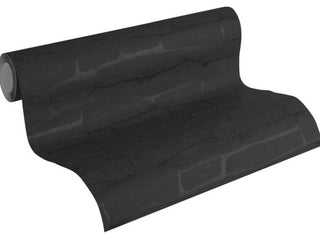 Faux Textured Wallpaper, Black, One Roll