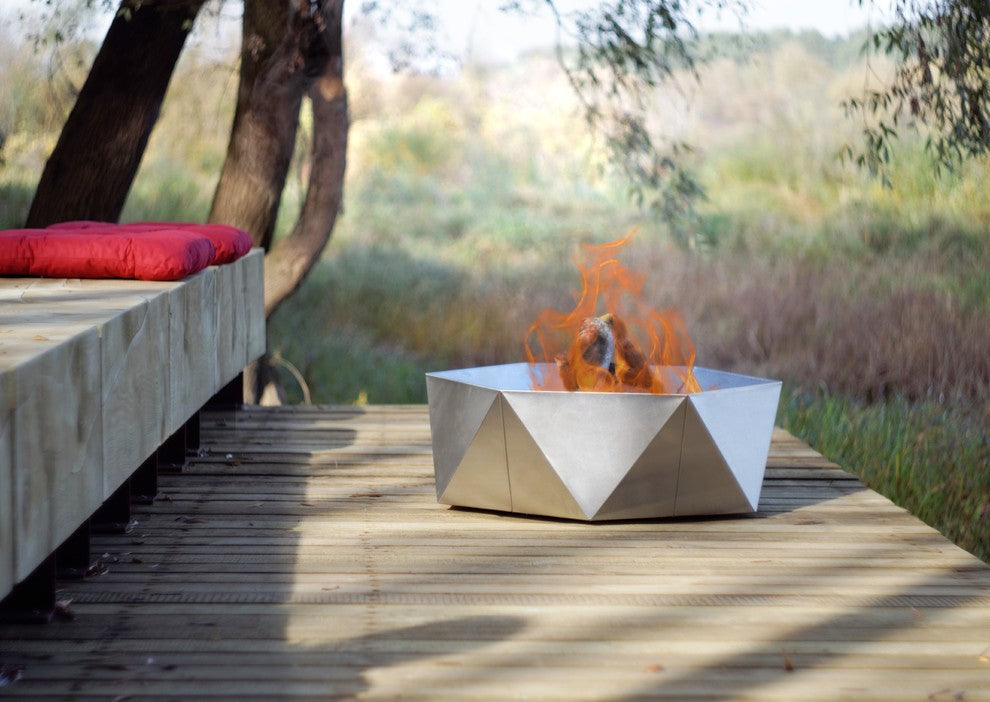 Junda Stainless Steel 30" Fire Pit, Wood Burning
