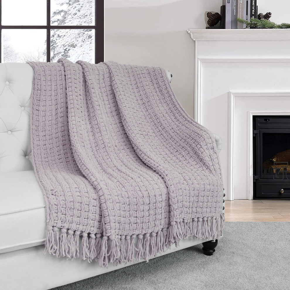 Space Yarn Knitted Throw, Lilac, 50" X 60"