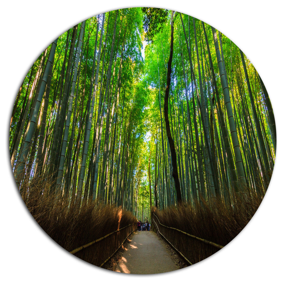 Road Through Dense Bamboo Groves, Landscape Disc Metal Wall Art, 11"