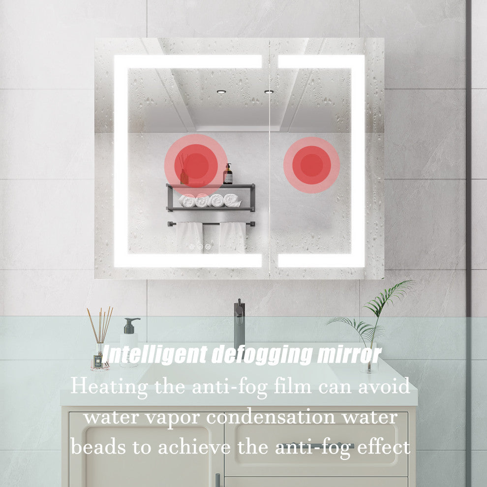 Aluminum Surface/Recessed Mount Medicine Cabinet with Mirror and Lights