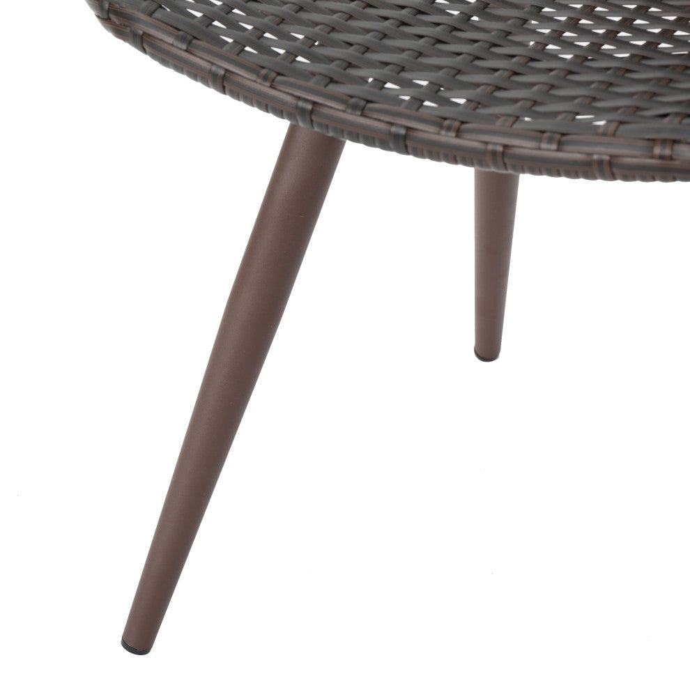 GDF Studio 5-Piece Isco Outdoor Multi-brown Wicker Circular Dining Set