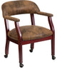 Vinyl Chair With Casters, Brown, 24"x25"x30"