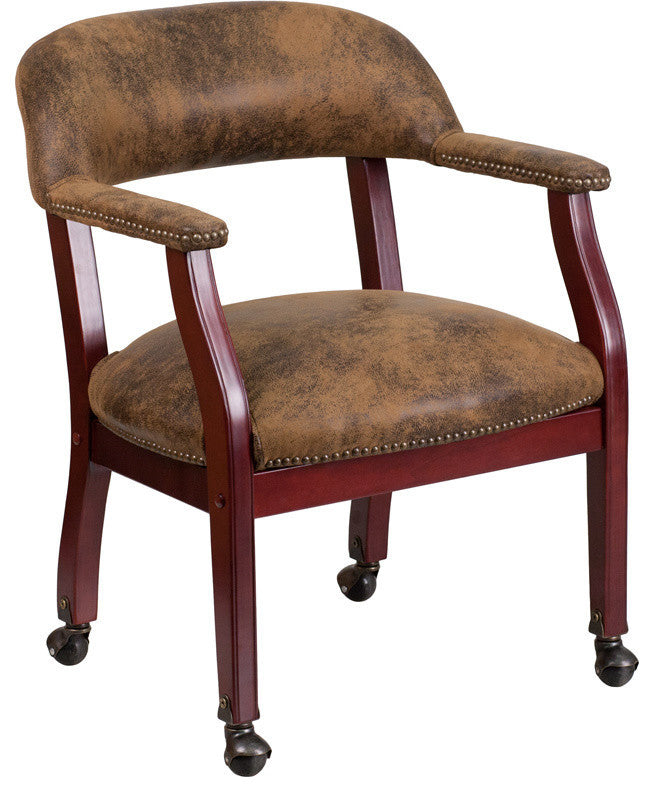 Vinyl Chair With Casters, Brown, 24"x25"x30"