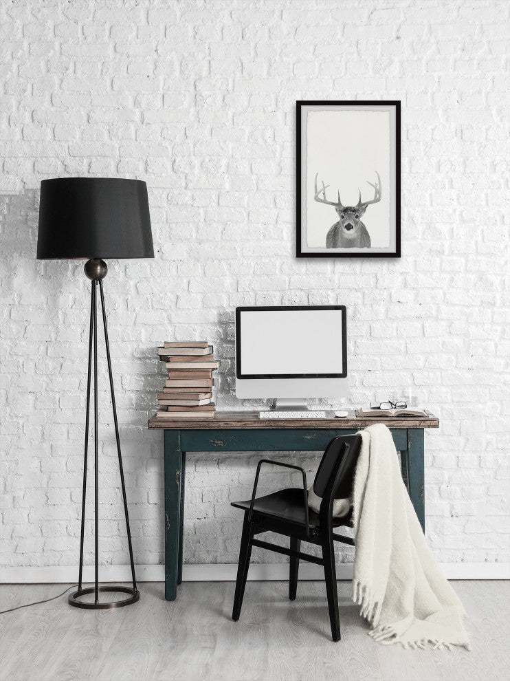 "Grey Deer" Framed Painting Print, 24x36