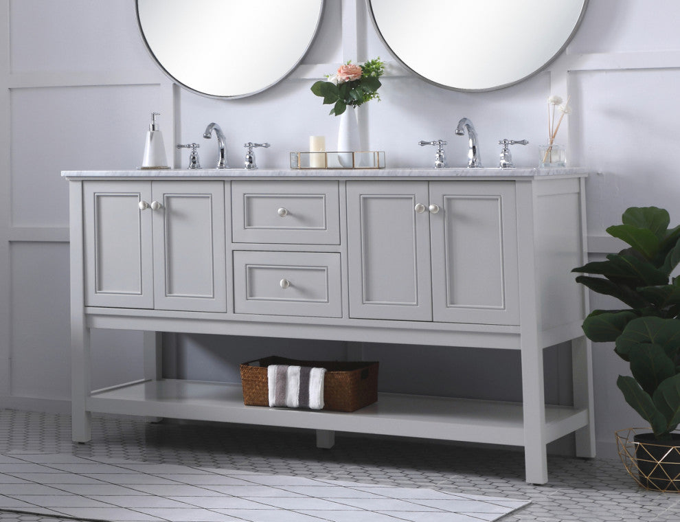 Home Living 60" Double Sink Bathroom Vanity Set, Gray