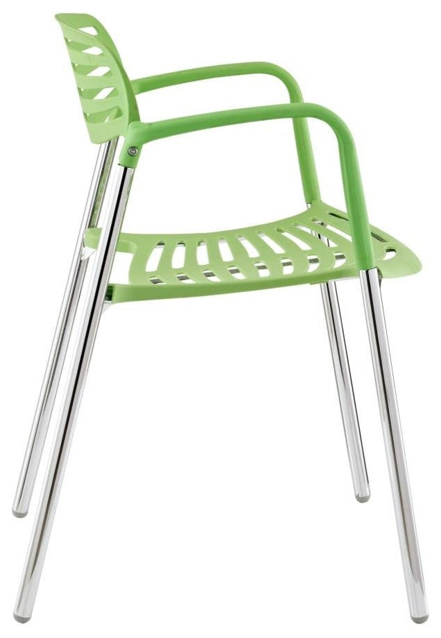 Modern Contemporary Kitchen Stacking Chair Green, Outdoor and Indoor