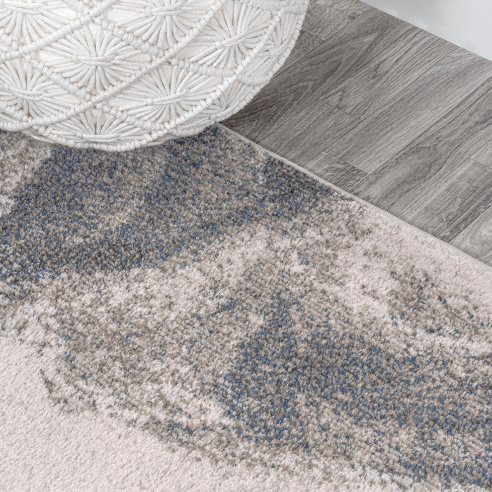 Petalo Abstract Two-Tone Modern Gray/Cream 5 ft. x 8 ft. Area Rug