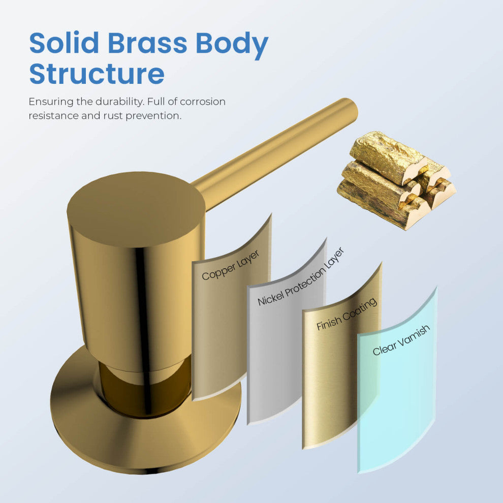 KIBI Kitchen Soap Dispenser KSD100, Brush Gold