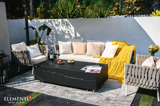 Varna Rectangle Marble Porcelain Propane Top Fire Table by Elementi Plus