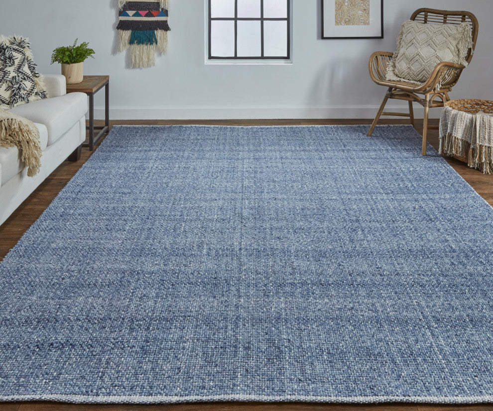 Weave & Wander Siona Space Dyed Flatweave Rug, Navy, 2' X 3'