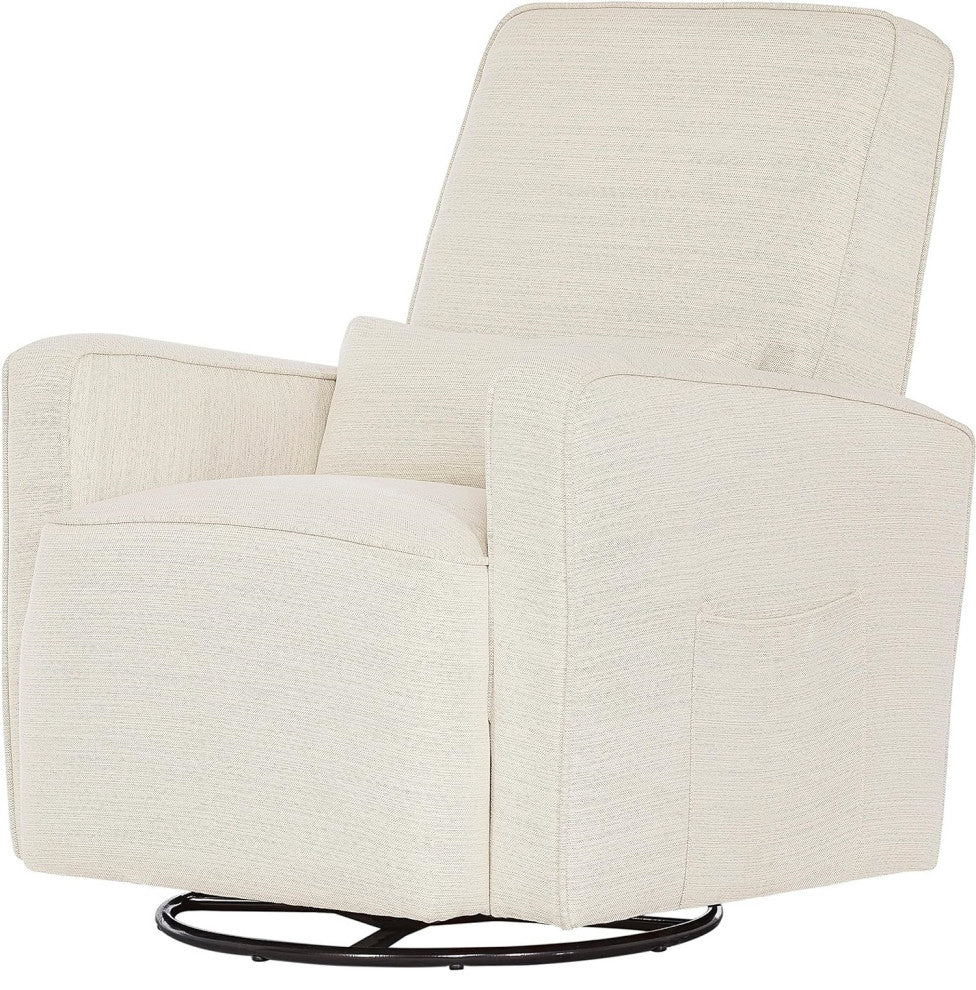Modern Nursery Swivel Glider Recliner, Padded Seat, High Back, and Lumbar Pillow, Thunder