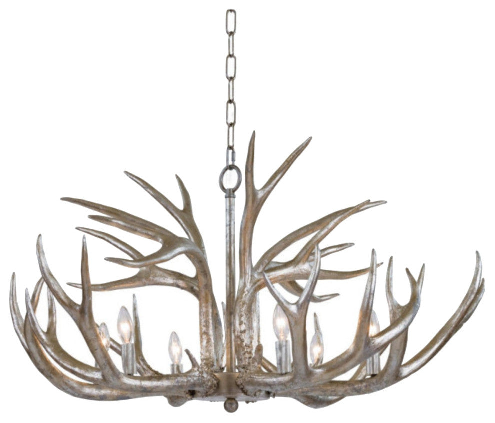 Antler Chandelier, Ambered Silver Leaf