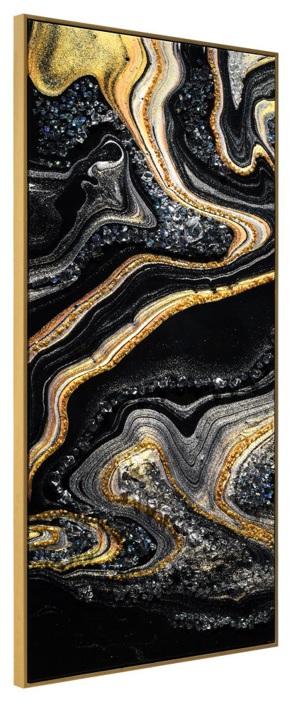 Golden Veins I Crystallus Epoxy Coated Wrapped Framed Abstract Canvas Wall Art