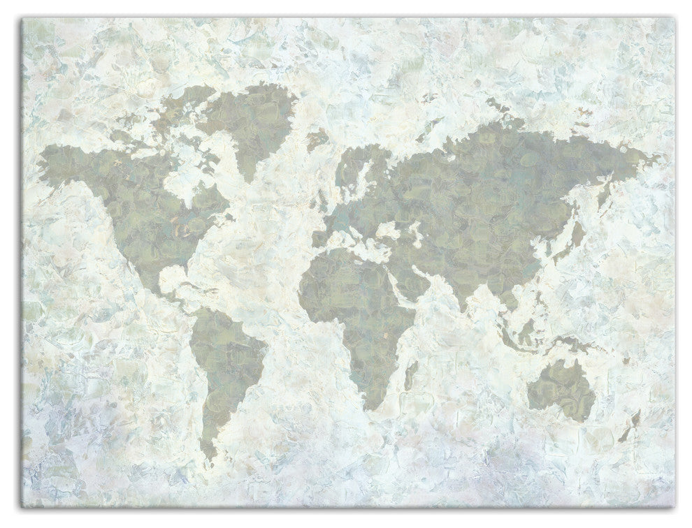 Neutral World Map Painted 18x24 Canvas Wall Art