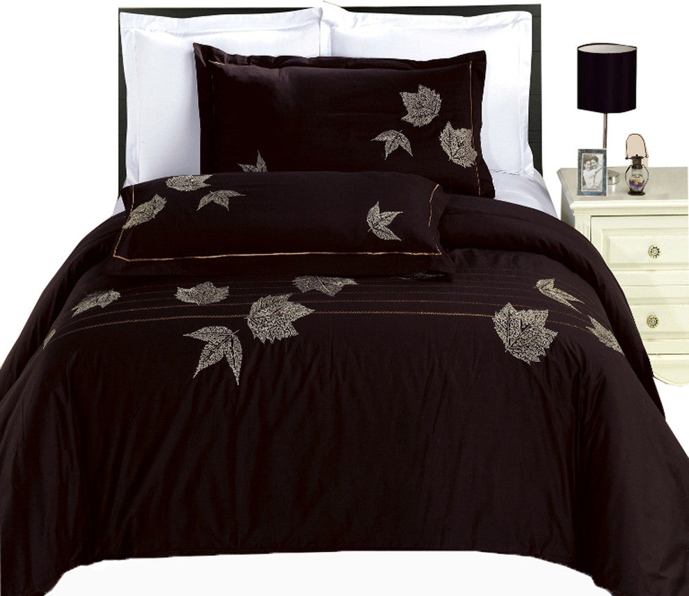 Newbury Embroidered 100% Cotton Duvet Cover Set, Full/Queen