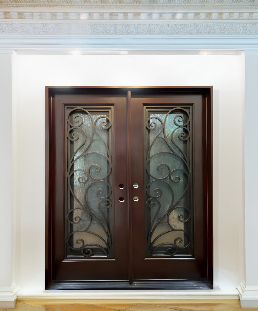 Exterior Front Entry Composite Double Door FRC08, 60"x80", Left Opening Inward