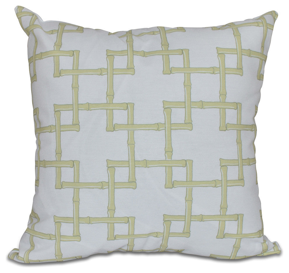Bamboo 2, Geometric Print Pillow, Green, 16"x16"