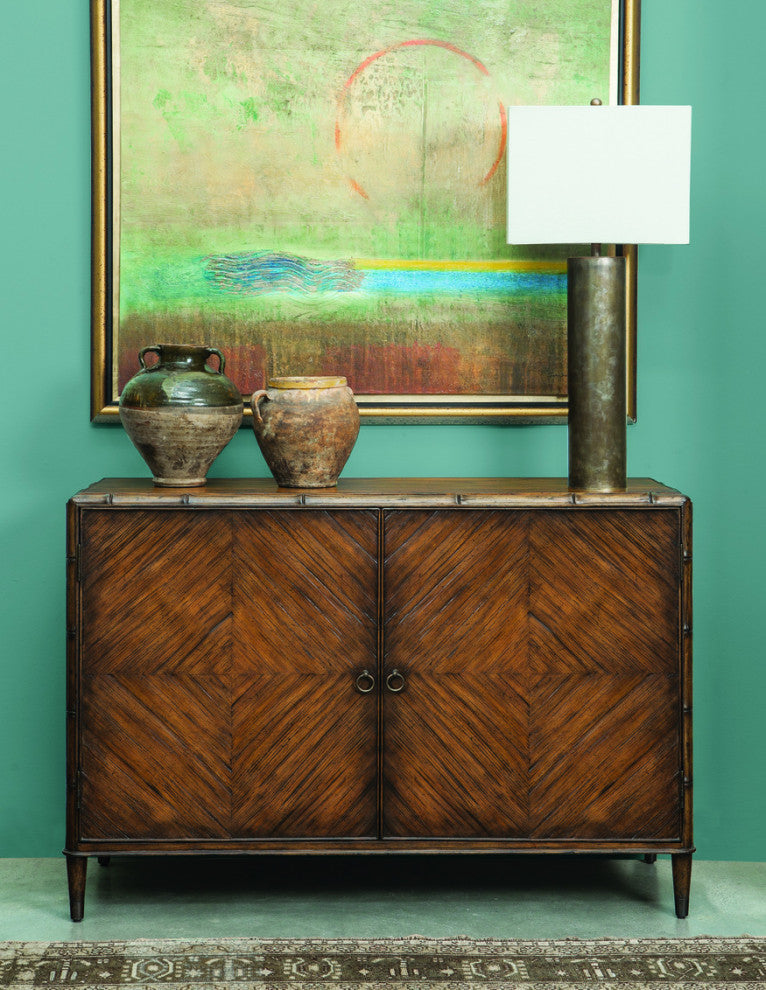 Crushed Bamboo and Pecan Cabinet, 2 Door