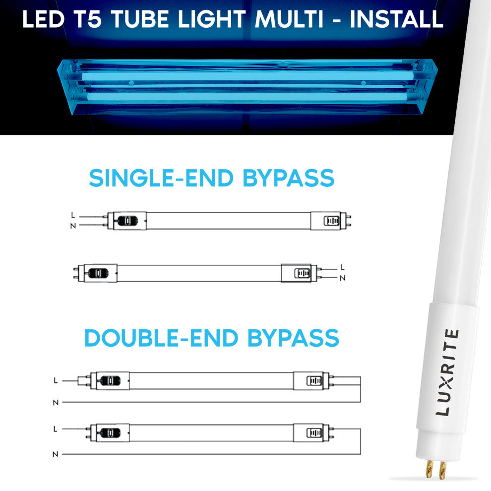 Luxrite 12-Pack 4FT T5 LED Tube Light 24W 4CCT Ballast Bypass 3200LM