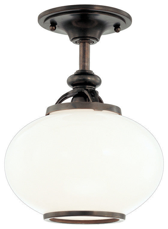 Canton 1-Light Semi Flush, Old Bronze, 9"
