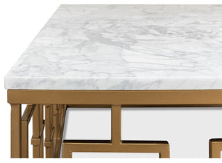 Square Mid Century Marble Top Coffee Table