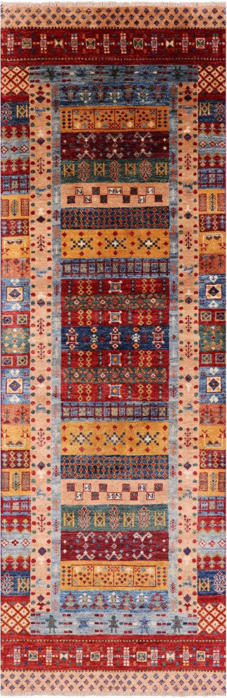 2' 9" X 8' 1" Tribal Persian Gabbeh Hand-Knotted Wool Runner Rug Q10599