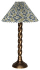13.5 Round Metal Candlestick Table Lamp, Pleated Cotton Ikat Shade, Multicolor