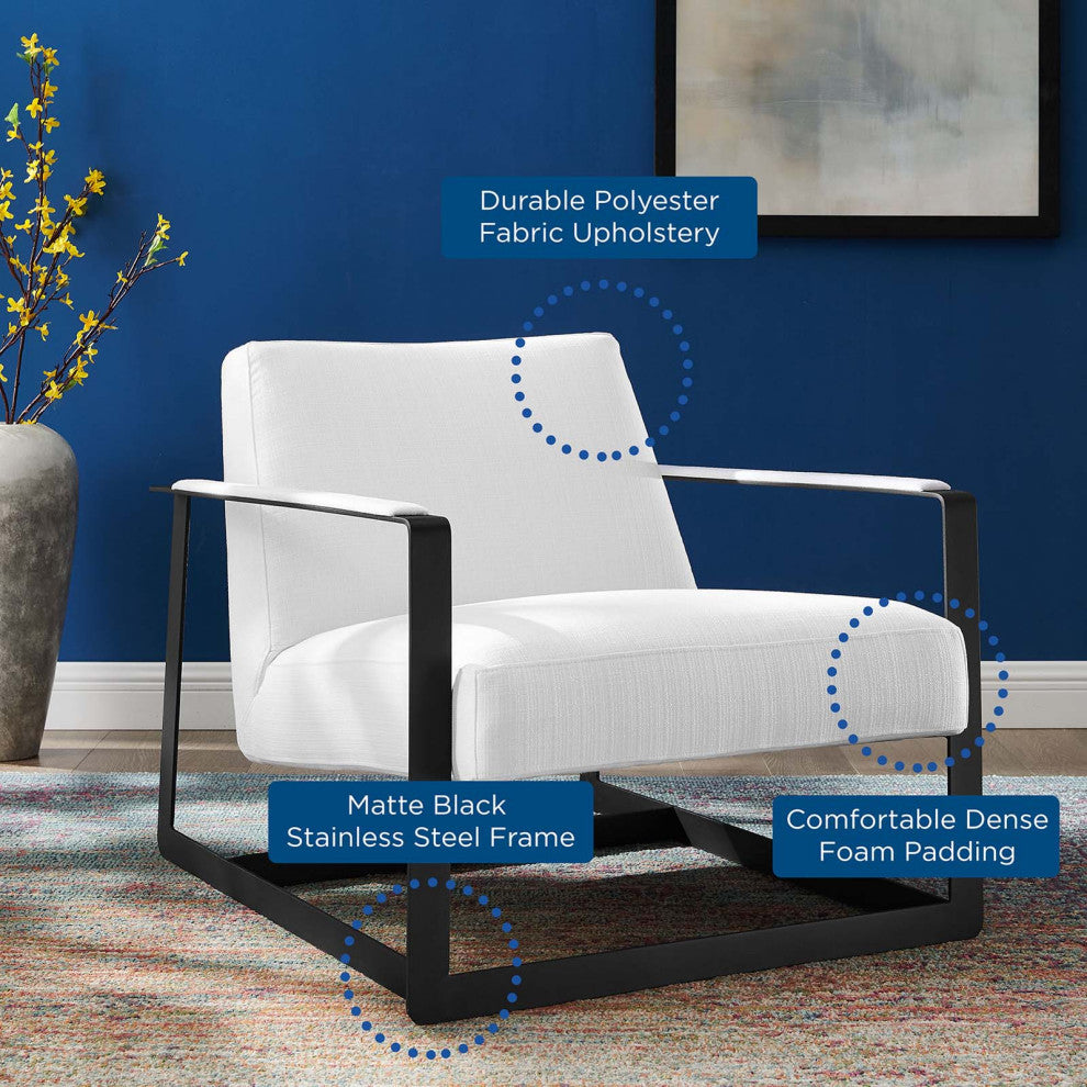 Accent Chair, Fabric, Black White, Modern, Living Lounge Hotel Lobby Hospitality