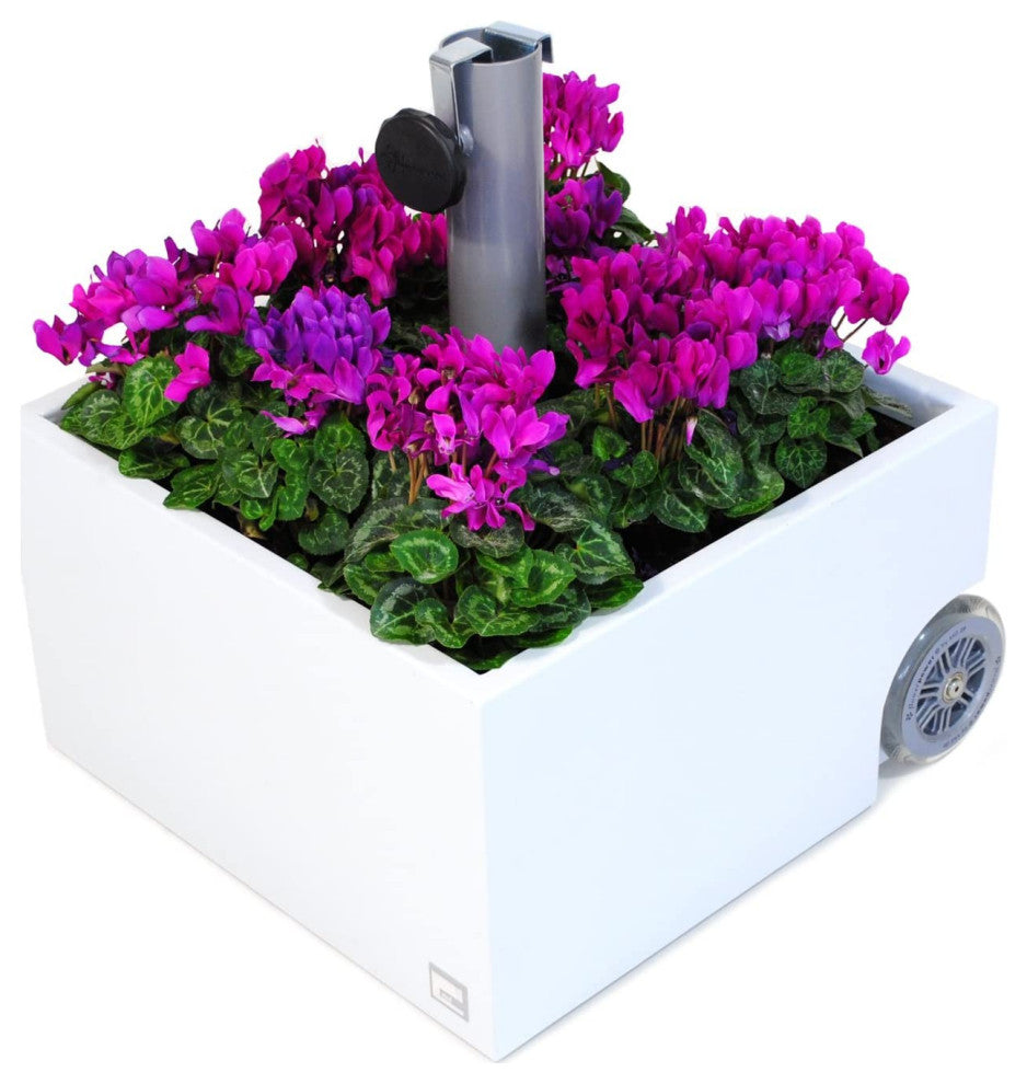 XXD''s (#O-810) Zinc Plated White Powercoated Planter & Umbrella Stand