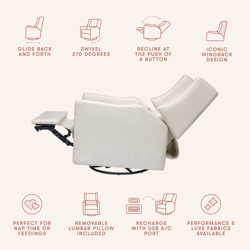 Kiwi Electronic Recliner and Swivel Glider With USB port, Performance Cream Eco-Weave