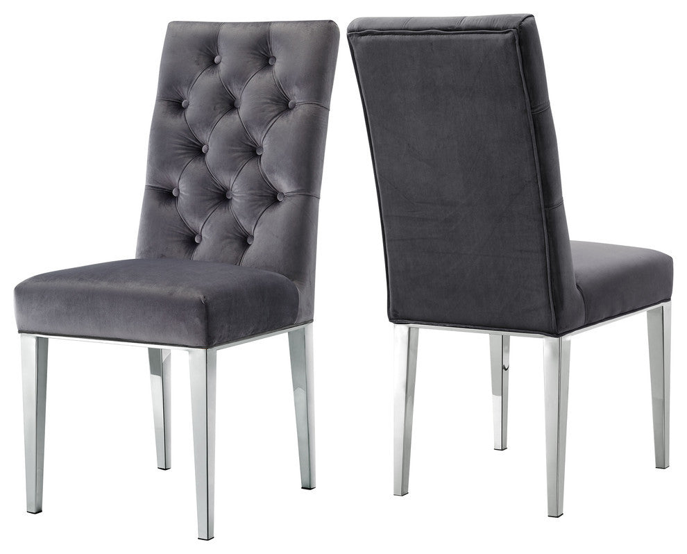 Juno Velvet Dining Chair (Set of 2), Gray