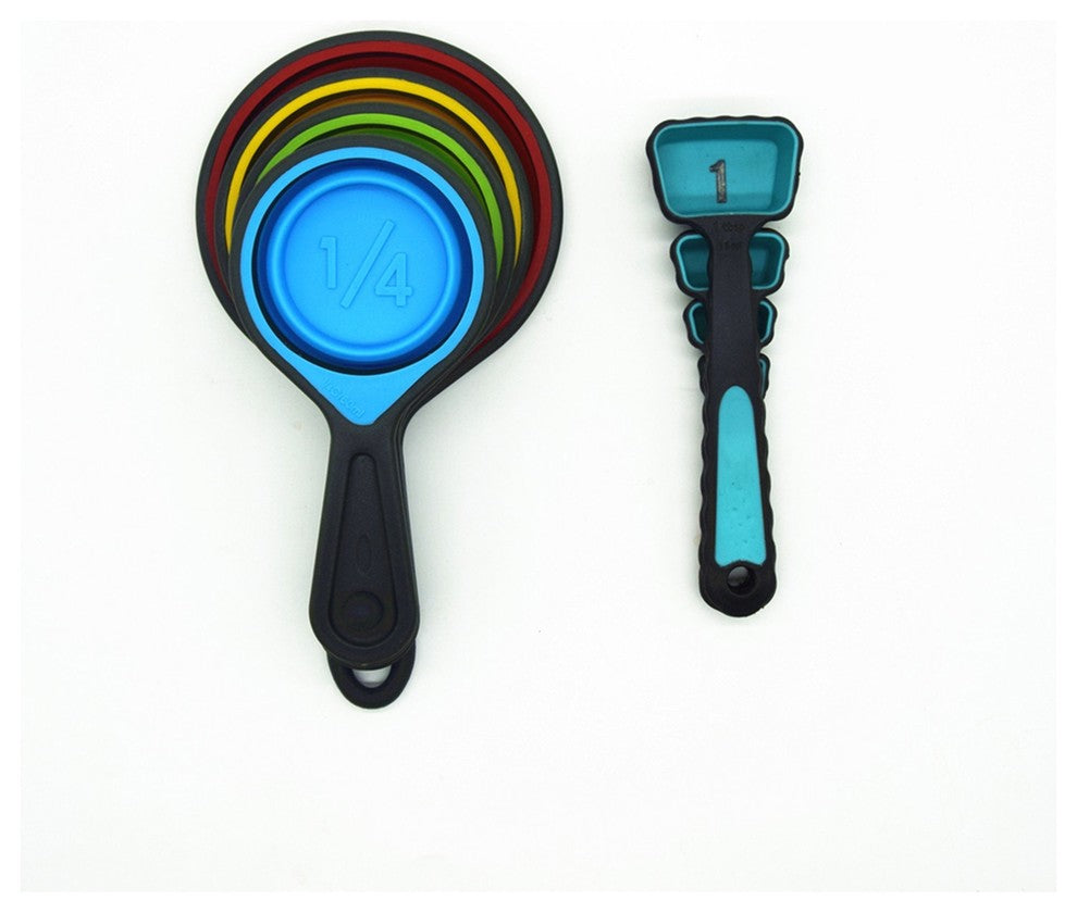Anroco 8 Piece Silicone Measuring Cups and Spoons Portable Collapsible Set