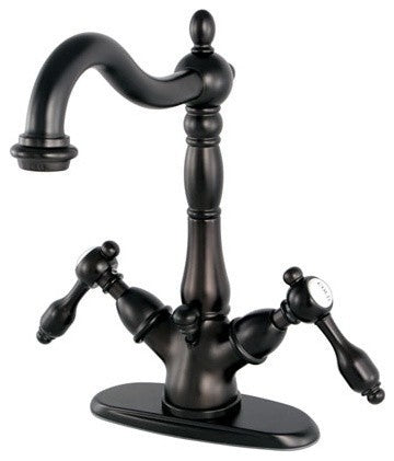 Kingston Brass Two-Handle Bathroom Faucet With Brass Pop-Up, Oil Rubbed Bronze