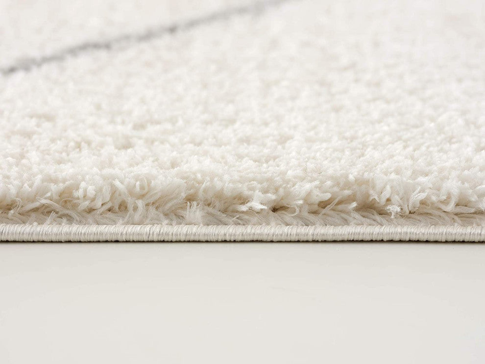 7"x9" Ivory Modern Uneven Lattice Area Rug