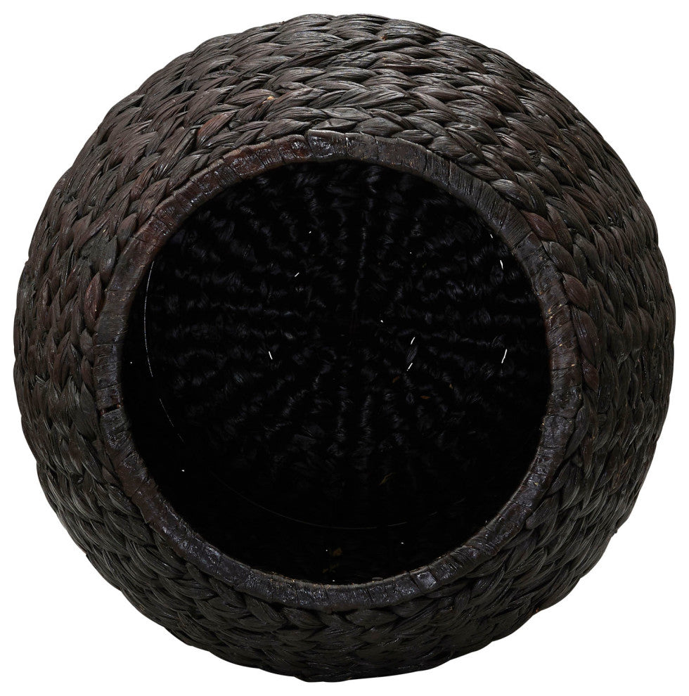 Handwoven Water Hyacinth Barrel Wicker Storage Basket Side Table