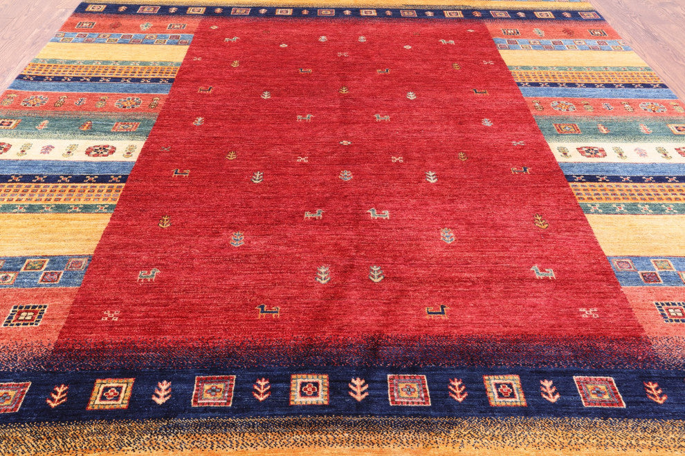 8' 4" X 12' 0" Tribal Persian Gabbeh Handmade Wool Rug Q4892