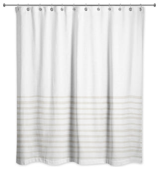 Textured Beige Stripes 71x74 Shower Curtain