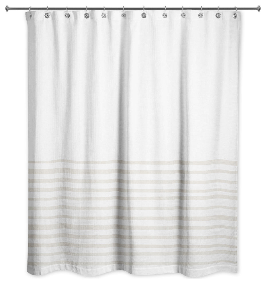 Textured Beige Stripes 71x74 Shower Curtain