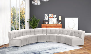 Limitless Velvet Upholstered 6-Piece Modular Sectional, Cream