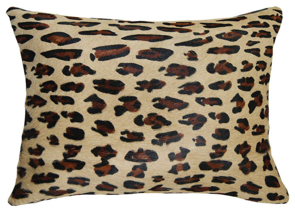 Natural Torino Cowhide Pillow 12"x20", Leopard