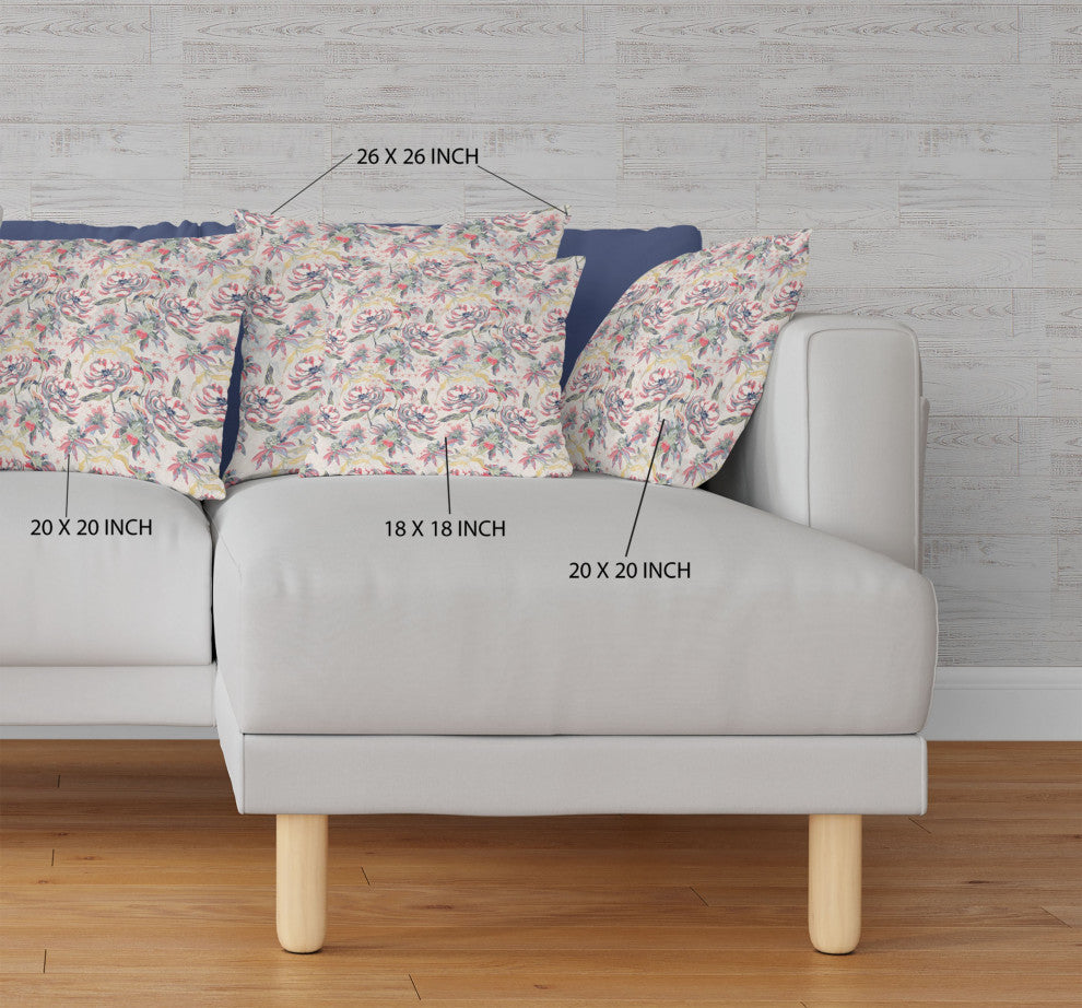 20" Pink Yellow Roses Indoor Outdoor Throw Pillow